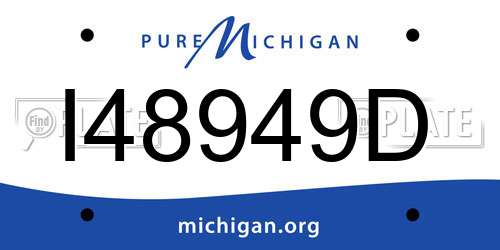 I48949D Michigan License Plate