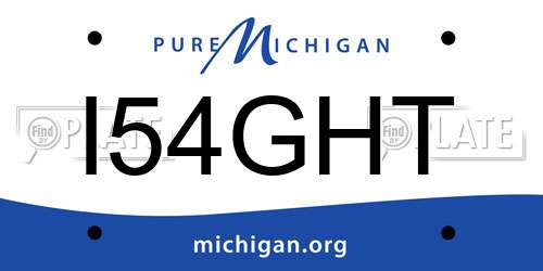 I54GHT Michigan License Plate