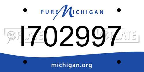 I702997 Michigan License Plate