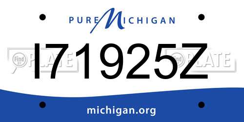 I71925Z Michigan License Plate