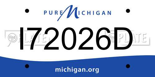 I72026D Michigan License Plate