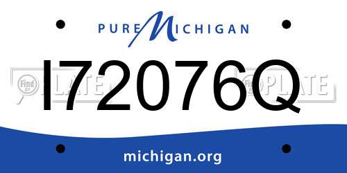 I72076Q Michigan License Plate