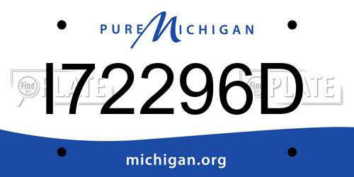 I72296D Michigan License Plate