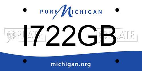 I722GB Michigan License Plate