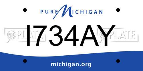 I734AY Michigan License Plate