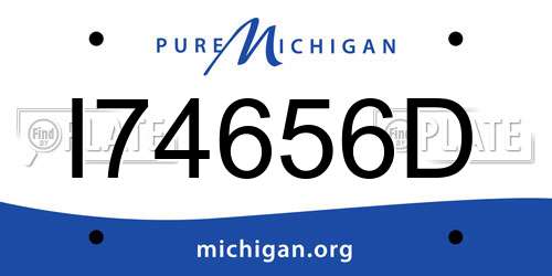 I74656D Michigan License Plate