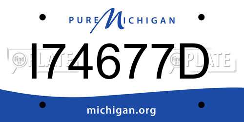 I74677D Michigan License Plate