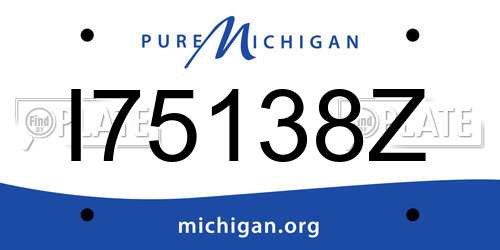 I75138Z Michigan License Plate