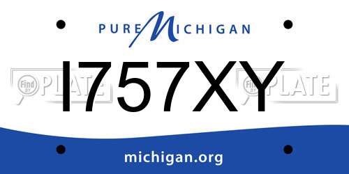 I757XY Michigan License Plate