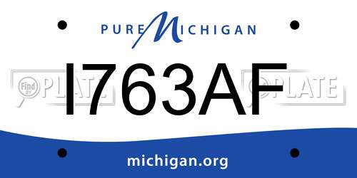 I763AF Michigan License Plate