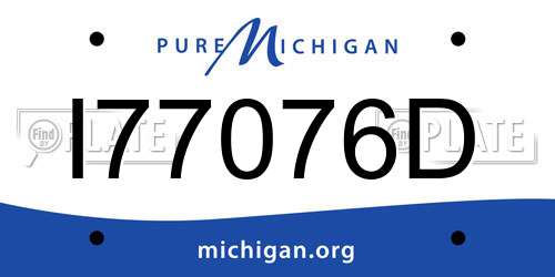 I77076D Michigan License Plate