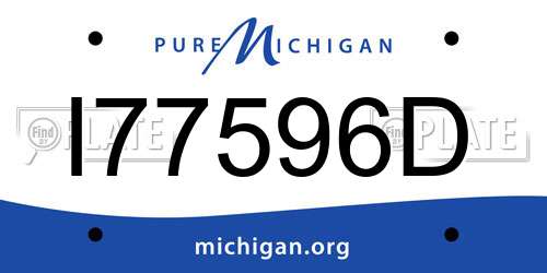 I77596D Michigan License Plate