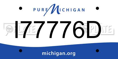 I77776D Michigan License Plate