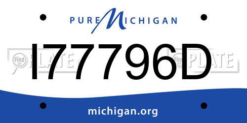 I77796D Michigan License Plate