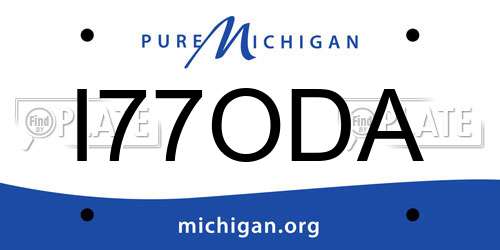 I77ODA Michigan License Plate