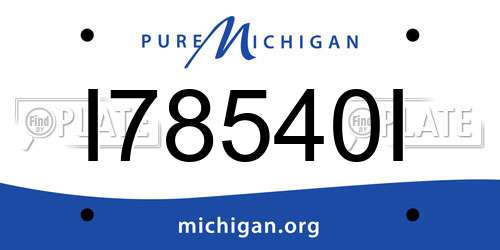 I78540I Michigan License Plate