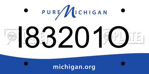 I83201O Michigan License Plate