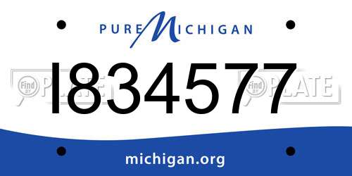 I834577 Michigan License Plate