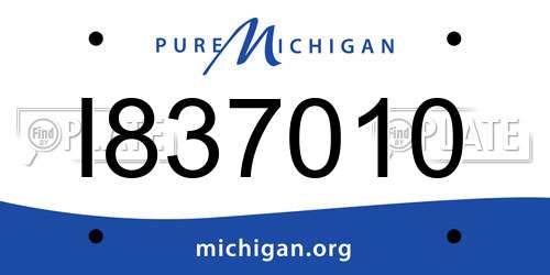 I837010 Michigan License Plate