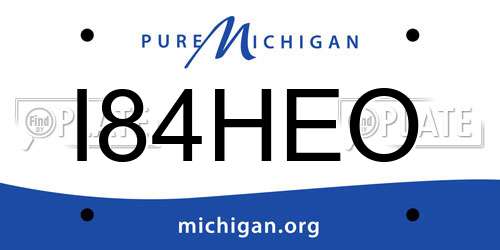 I84HEO Michigan License Plate