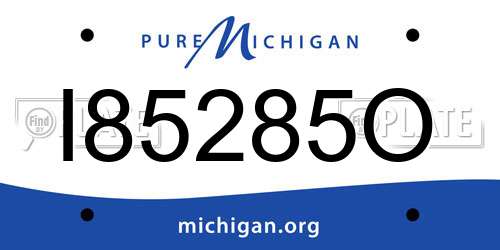 I85285O Michigan License Plate