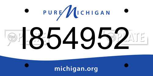 I854952 Michigan License Plate