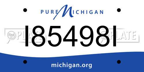 I85498I Michigan License Plate
