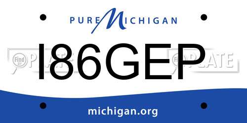 I86GEP Michigan License Plate