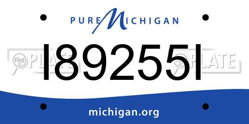 I89255I Michigan License Plate