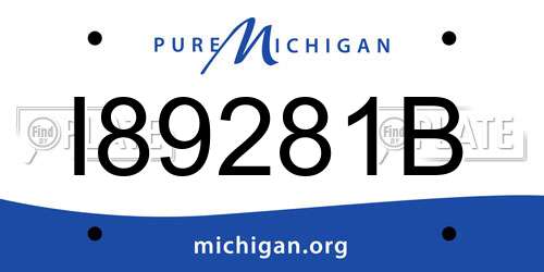I89281B Michigan License Plate