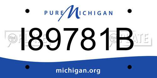 I89781B Michigan License Plate