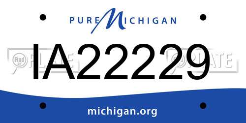 IA22229 Michigan License Plate