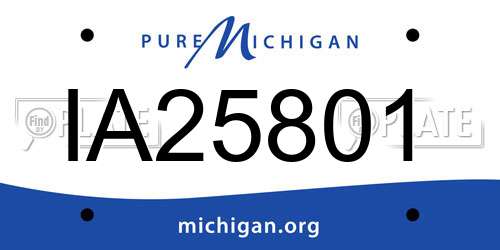 IA25801 Michigan License Plate