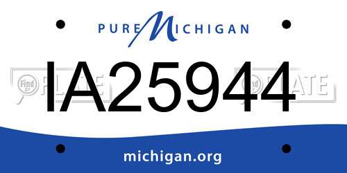 IA25944 Michigan License Plate