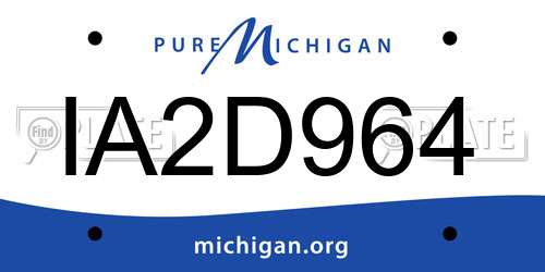 IA2D964 Michigan License Plate