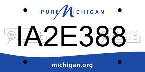 IA2E388 Michigan License Plate