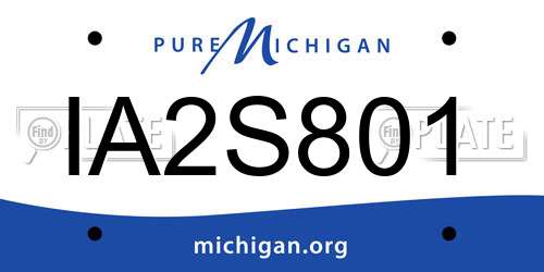 IA2S801 Michigan License Plate