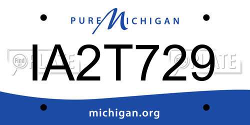 IA2T729 Michigan License Plate