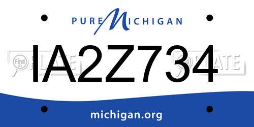 IA2Z734 Michigan License Plate