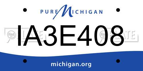 IA3E408 Michigan License Plate