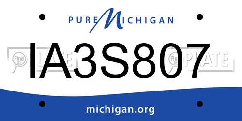 IA3S807 Michigan License Plate