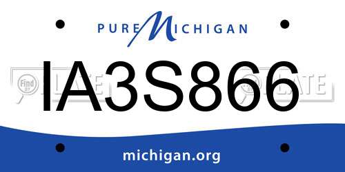 IA3S866 Michigan License Plate