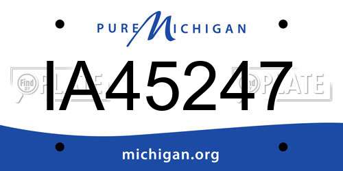 IA45247 Michigan License Plate