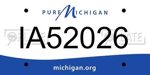 IA52026 Michigan License Plate