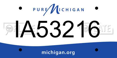 IA53216 Michigan License Plate