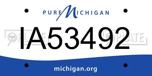 IA53492 Michigan License Plate