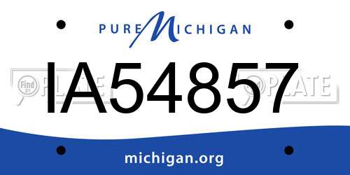 IA54857 Michigan License Plate