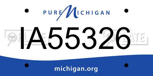 IA55326 Michigan License Plate