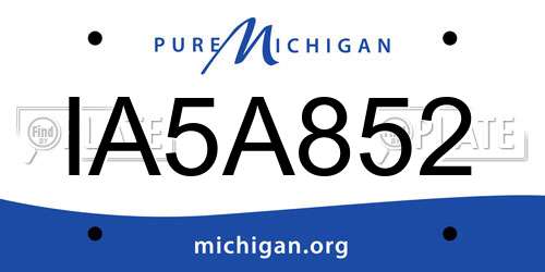 IA5A852 Michigan License Plate