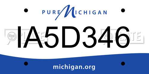 IA5D346 Michigan License Plate